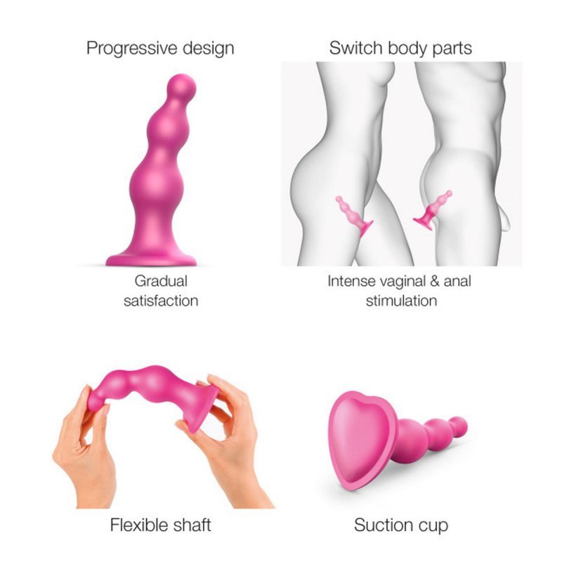 Kulkowe dildo analne na przyssawce korek różowy 15,8 cm