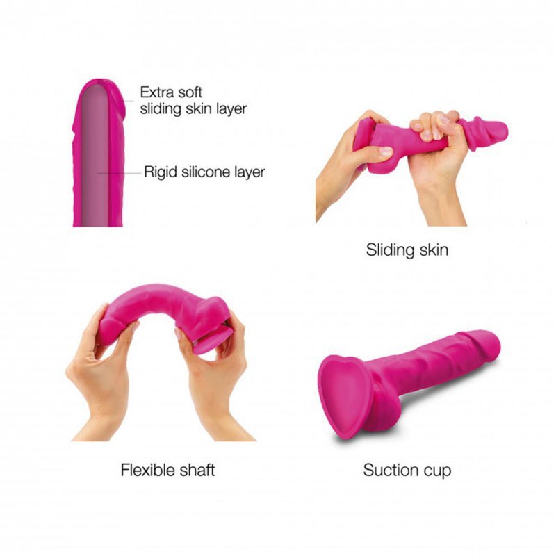 Różowe realistyczne dildo z przyssawką ruchoma skóra 13,5 cm