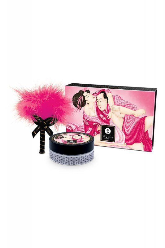 Malinowy puder do seksu ciała podniecający + piórko Body Powder