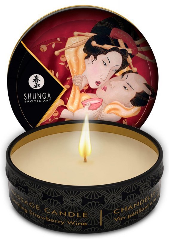 Mini massage candle strawberry sparkling wine