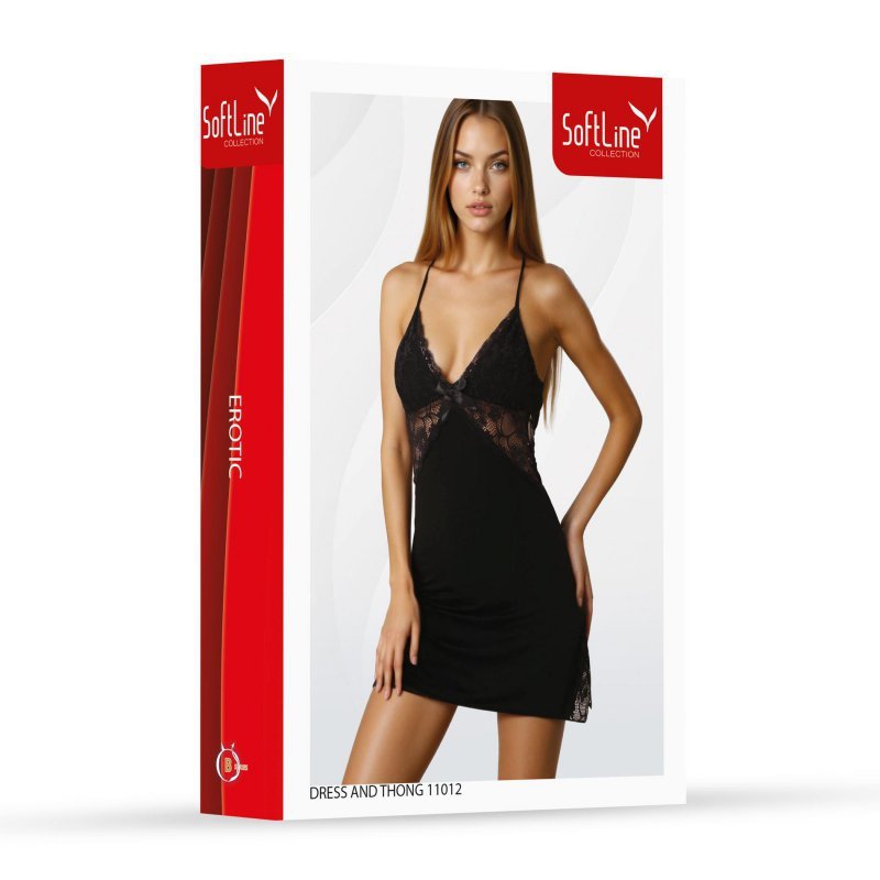 Zestaw sukienka i stringi 11012 czarna XL