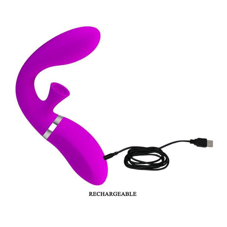 Zakrzywiony wibrator z funkcją ssania Pretty Love Magic Finger