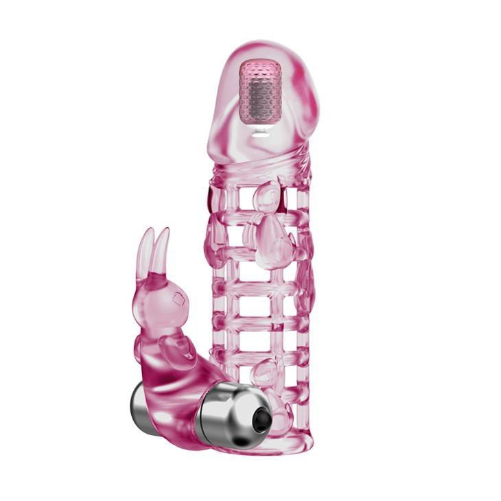 Przezroczysta nakładka na penisa z stymulatorem łechtaczki 10 wibracji 9/13cm