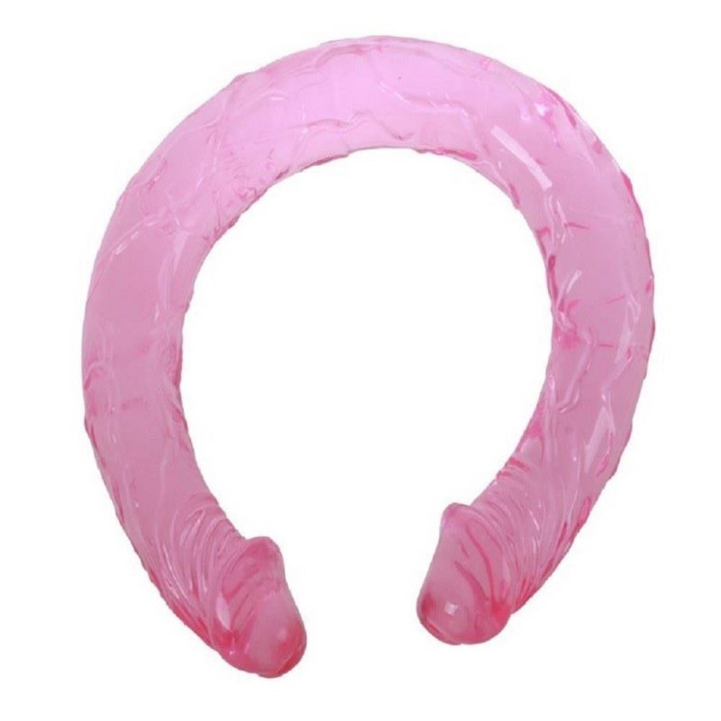 Podwójne elastyczne dildo xxl dla lesbijek różowe 45 cm