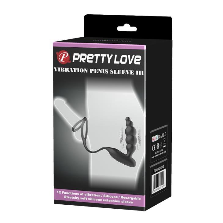 Wibrujące kulki analne z ringiem na penisa Pretty Love Vibration Penis Sleeve III