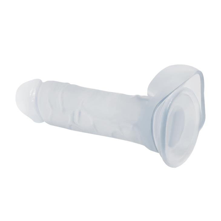 Dildo realne żelowe z jądrami na przyssawce błękietne 19 cm