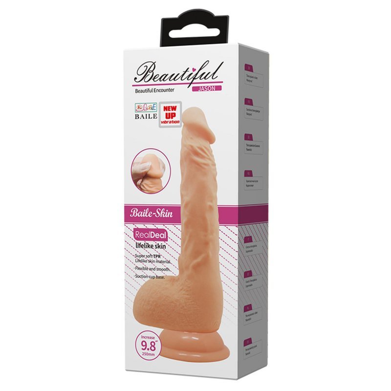Wibrujące żylaste dildo na przyssawce z pilotem Baile 25 cm