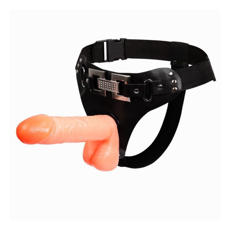 Strap-on pas uprząż dildo z jądrami zabawka erotyczna dla lesbijek