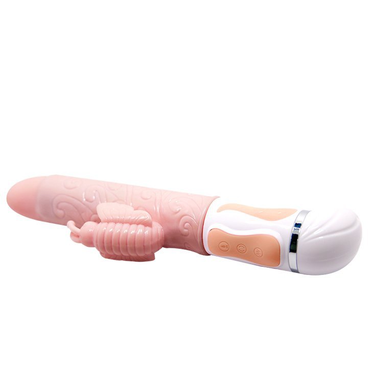 Podgrzewany wibrator z motylkiem penetrator waginy