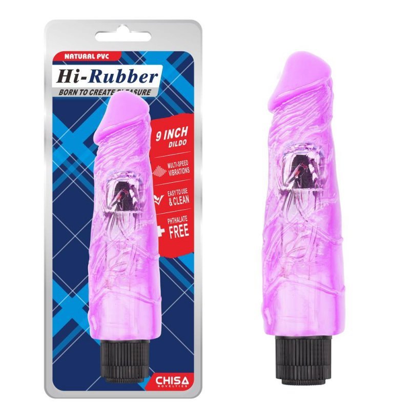 Żelowy wibrator jak prawdziwy penis fioletowy 23 cm