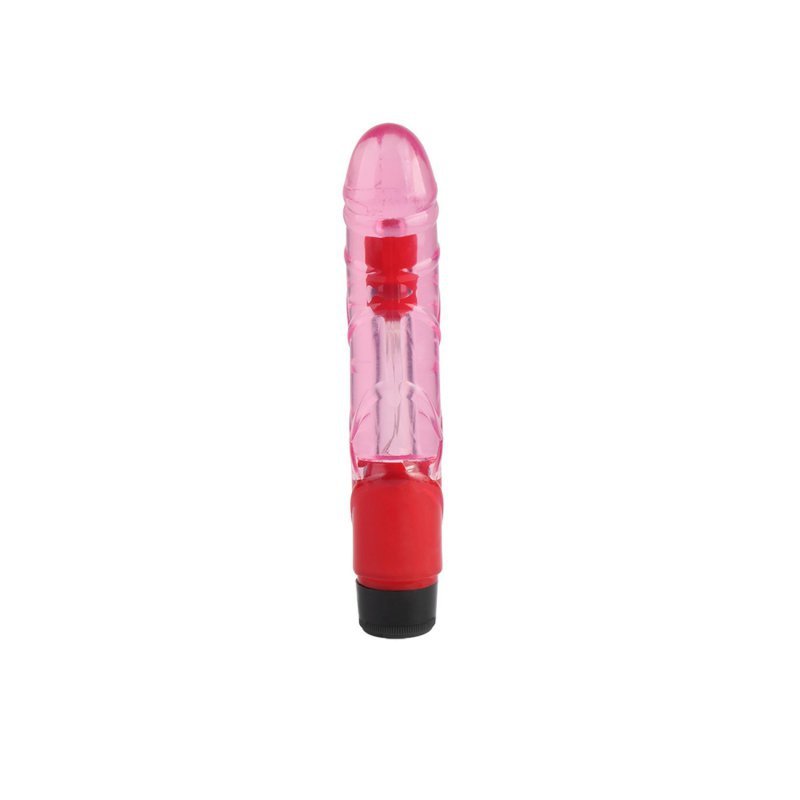 Przezroczysty wibrator z żyłami i główką różowy 22cm