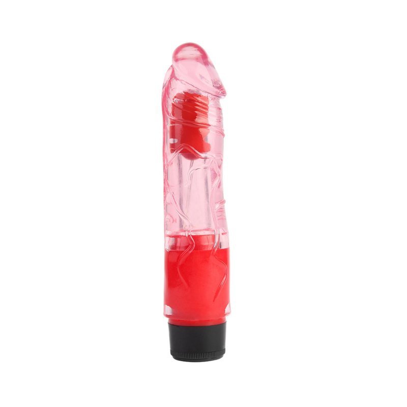 Przezroczysty wibrator z żyłami i główką różowy 20cm