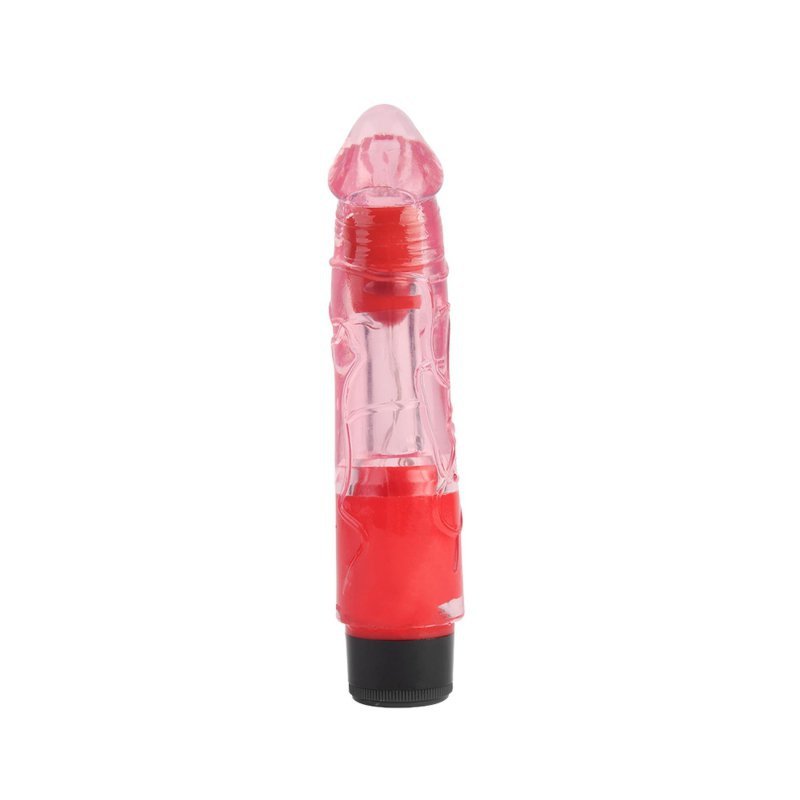 Przezroczysty wibrator z żyłami i główką różowy 20cm