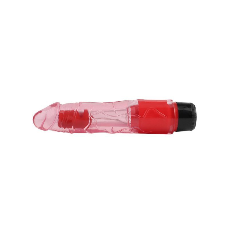 Przezroczysty wibrator z żyłami i główką różowy 20cm