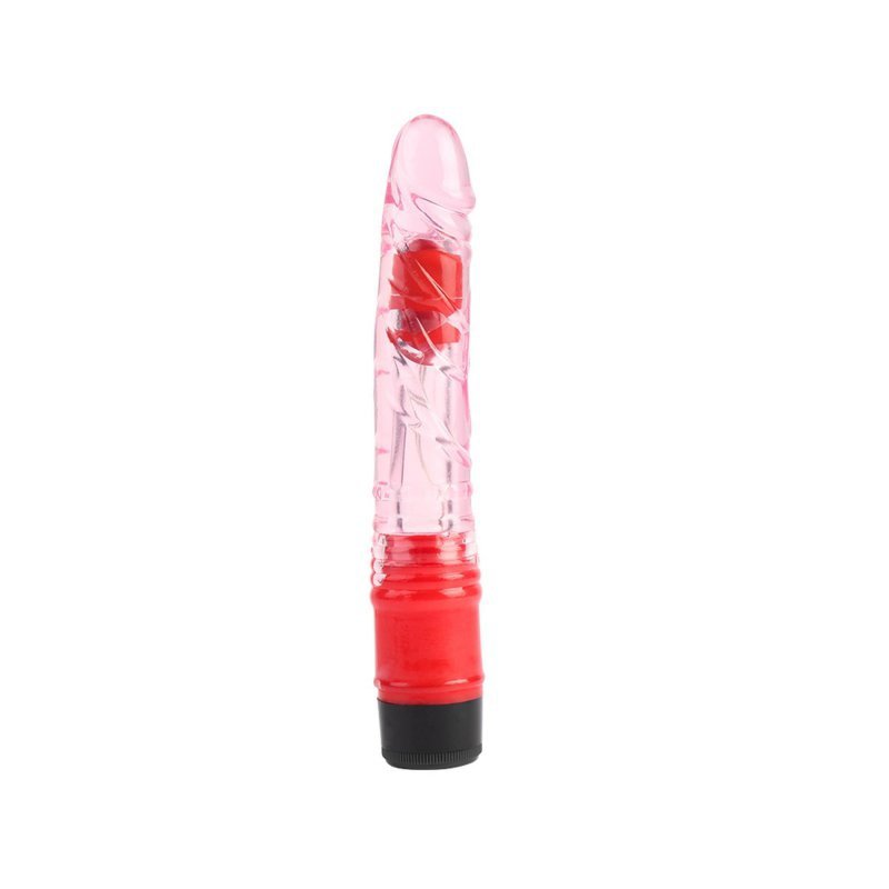 Przezroczysty wibrator z żyłami i główką różowy 22cm