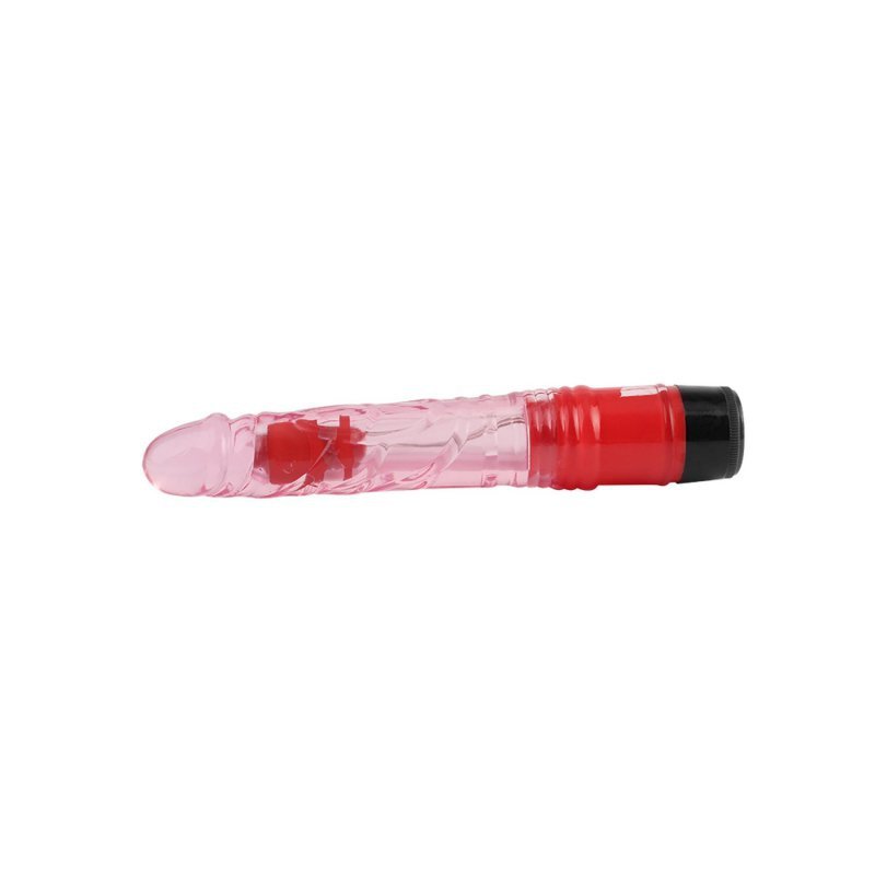 Przezroczysty wibrator z żyłami i główką różowy 22cm
