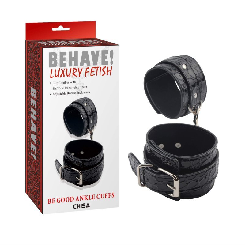 Kajdanki erotyczne skórzane czarne Be good Ankle Cuffs