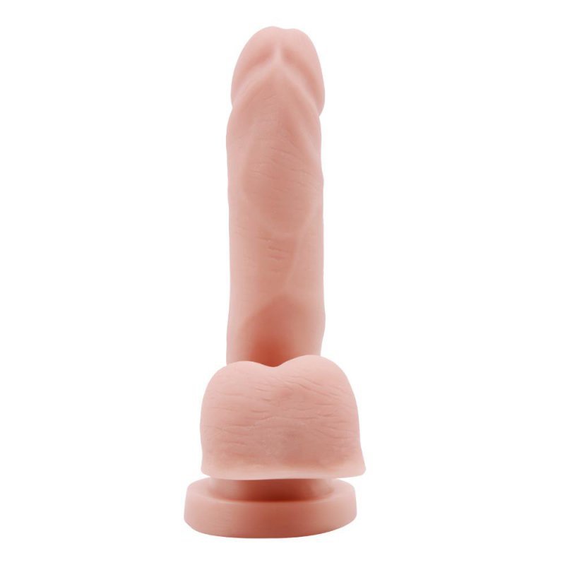 Cielisty penis dildo z jądrami i przyssawką 15cm