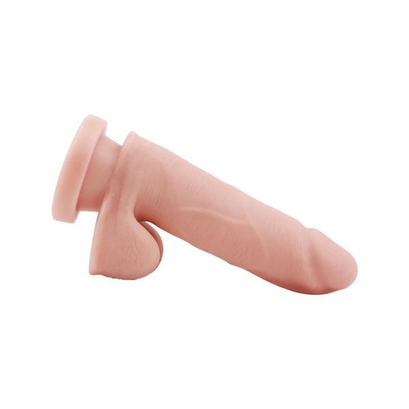Cielisty penis dildo z jądrami i przyssawką 15cm