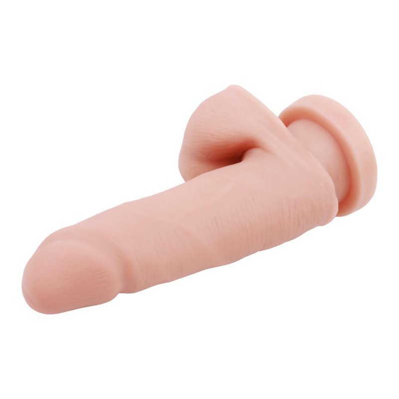 Cielisty penis dildo z jądrami i przyssawką 15cm