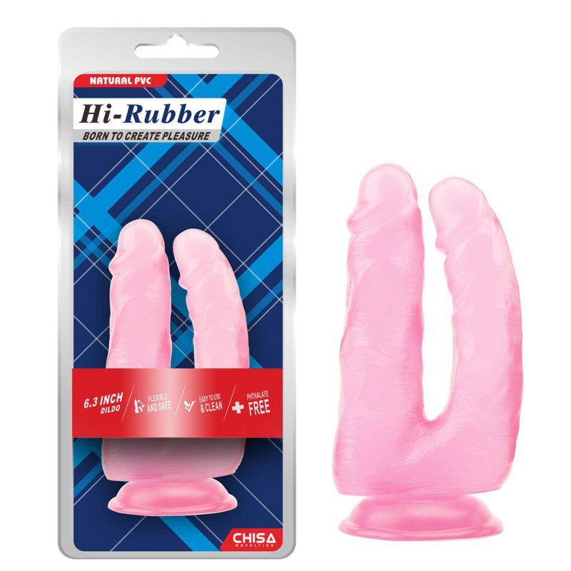 Różowe dildo na przyssawce podwójne 16+18cm