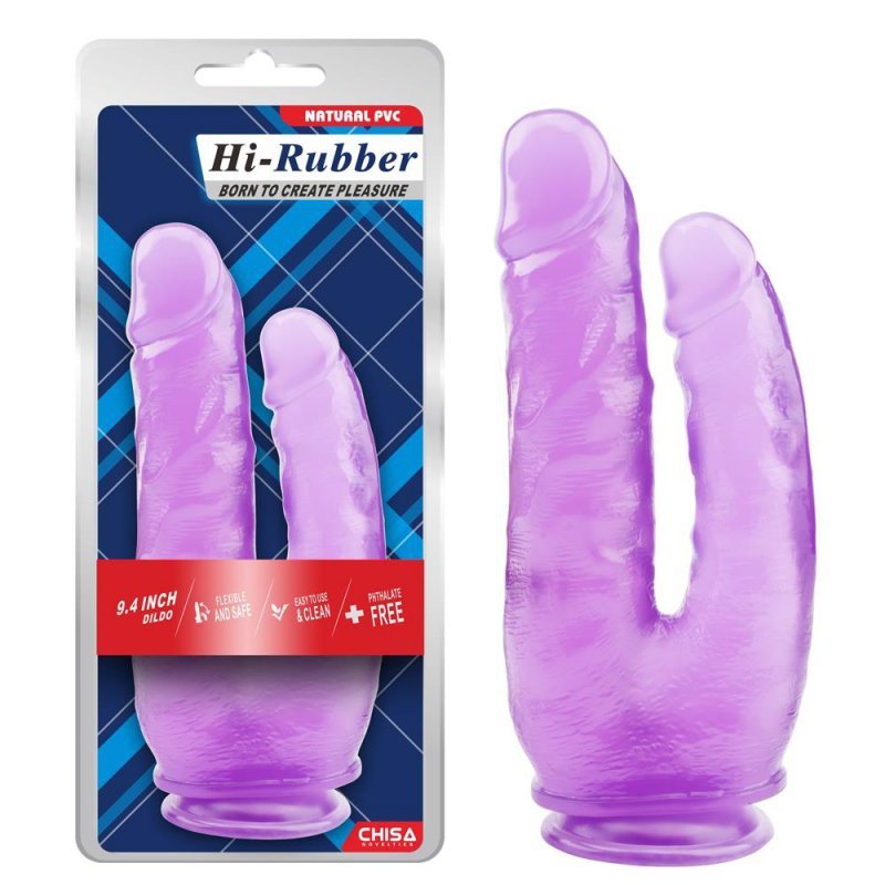 Podwójne duże dildo pochwa-anus 23cm Purple