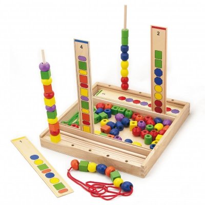 VIGA Drewniana Gra edukacyjna Logiczne koraliki  104 elementy Montessori