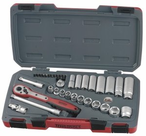 35-elementowy zestaw narzędzi nasadowych calowych Z chwytem kwadratowym 3/8 Teng Tools T3835AF