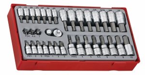 35-elementowy zestaw nasadek trzpieniowych z chwytem kwadratowym 1/4 i 3/8 Teng Tools TTBS35