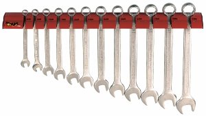 Klucze płasko-oczkowe na wieszaku ściennym Teng Tools WRSP12