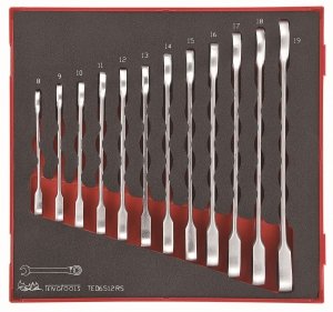Zestaw 12 kluczy zapadkowych płasko-oczkowych Teng Tools TED6512RS