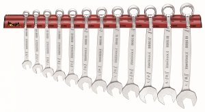 Zestaw kluczy płasko-oczkowych na wieszaku ściennym Teng Tools WR8012
