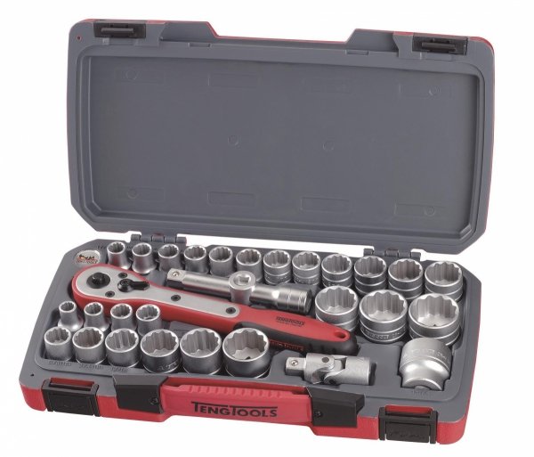 30-elememntowy zestaw narzędzi nasadowych z chwytem kwadratowym 1/2&quot; Teng Tools T1230