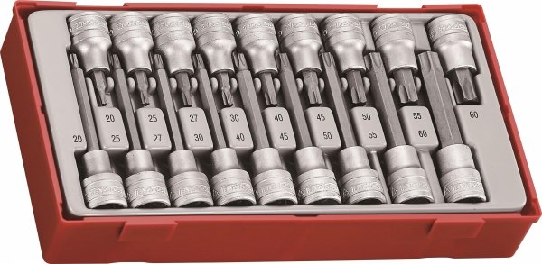 18-elementowy zestaw nasadek trzpieniowych typu TX z chwytem kwadratowym 1/2&quot; Teng Tools TTTX18