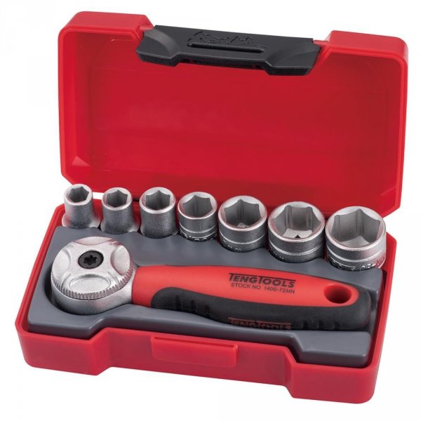 Zestaw narzędzi nasadowych z chwytem kwadratowym 1/4&quot; Teng Tools T1408