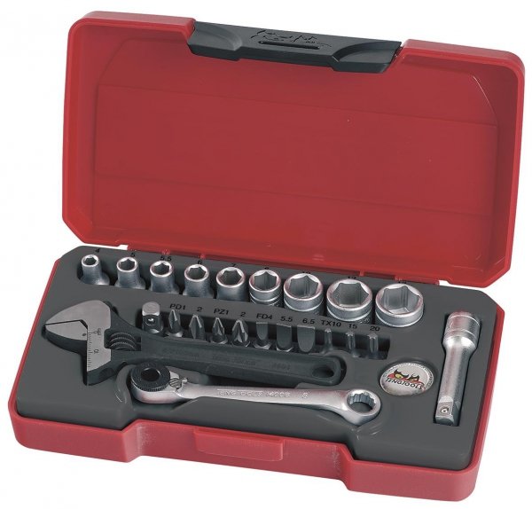 Zestaw kluczy nasadowych z chwytem kwadratowym 1/4&quot; Teng Tools T1423