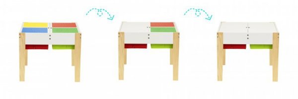 Drewniane meble dla dzieci zestaw stół +2 krzesła ECOTOYS