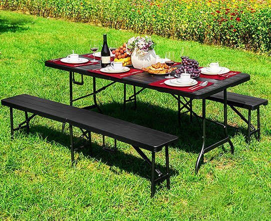 Stół cateringowy 180cm + 2 ławki zestaw bankietowy