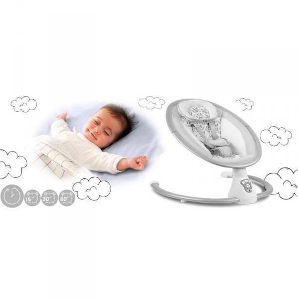 Bujaczek leżaczek elektryczny multifunkcyjny z automatycznym kołysaniem dla noworodka - biało szary