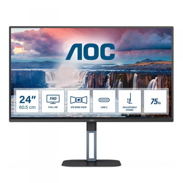 Monitor AOC 23,8&quot; 24V5C/BK HDMI DP USB-C głośniki 3Wx2