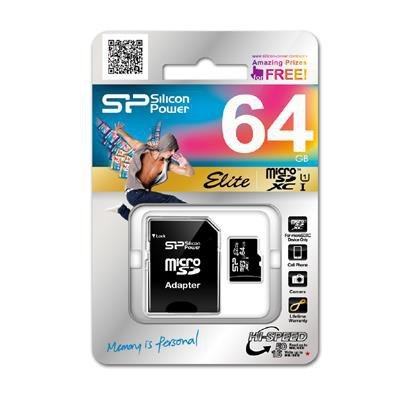 Karta pamięci MicroSDXC Silicon Power Elite UHS-1 64GB CL10 + adapter
