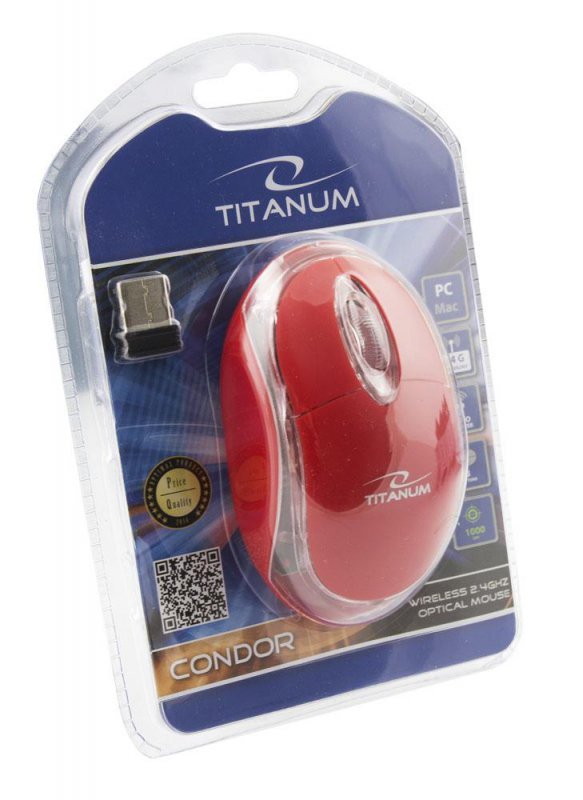 Mysz bezprzewodowa Titanum 3D Condor optyczna 2.4 GHz  czerwona
