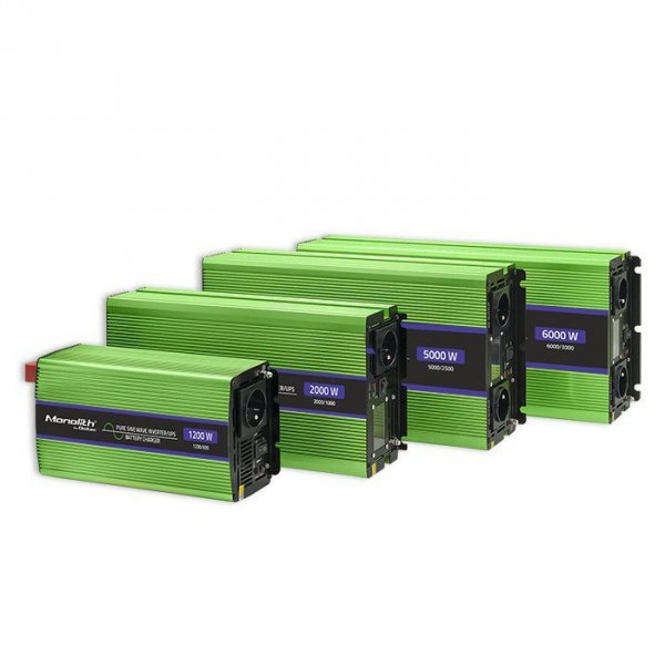 Przetwornica napięcia Monolith | ładowanie baterii | UPS | 1000W | 2000W | 12V na 230V | Czysty Sinus | LCD
