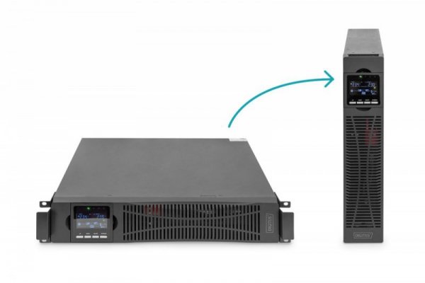 Zasilacz awaryjny UPS Online Rack 19&quot; LCD, 1000VA/1000W, 2x12V/9Ah, 8xC13, USB, RS232, RJ45