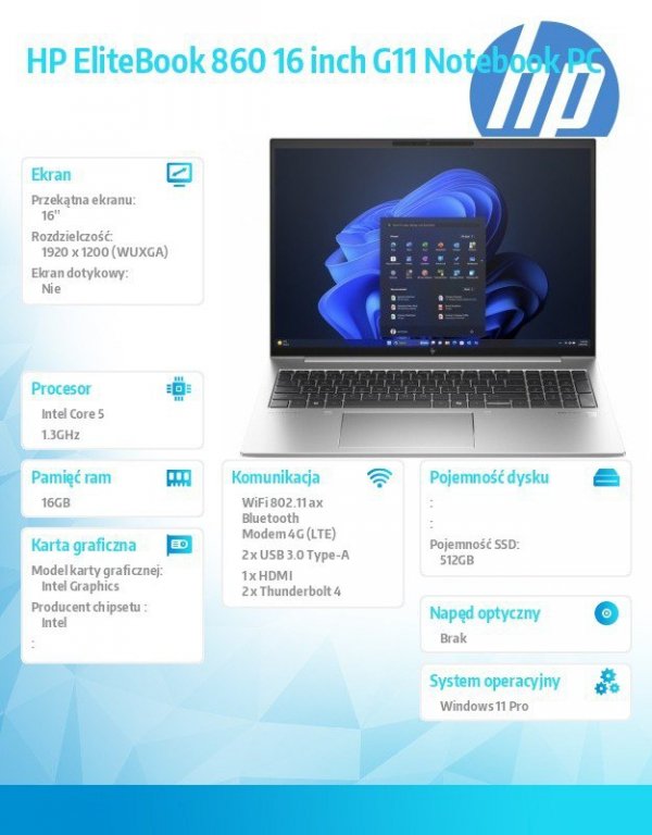 Notebook EliteBook 860 G11 U5-125U 512GB/16GB/W11P/16.0   9G0F3ET