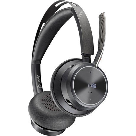 Zestaw słuchawkowy Voyager Focus 2  certyfikatem Microsoft Teams USB-C-C z podstawką ładującą, przejściówka USB-C/A 9T9J6AA