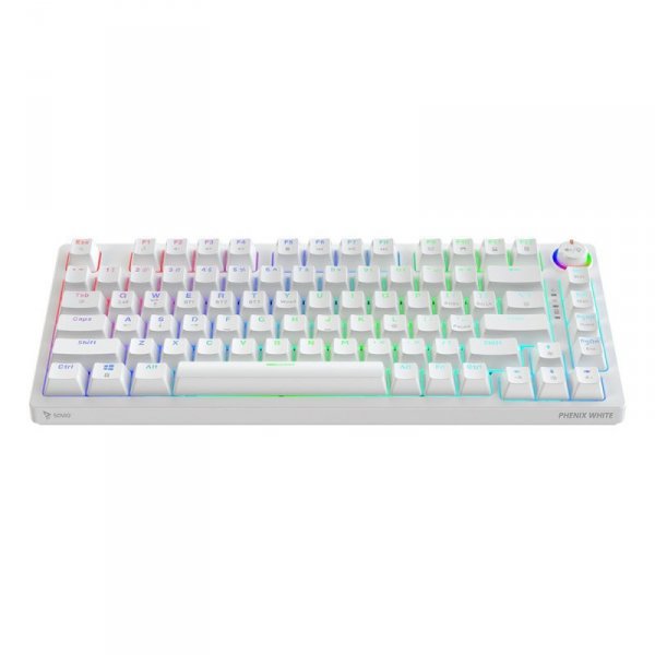 Klawiatura mechaniczna bezprzewodowa PHENIX WHITE Gateron Red Pro, ABS