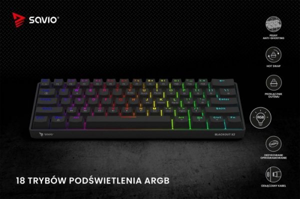 Klawiatura mechaniczna BLACKOUT X2 OUTEMU Brown, Hot Swap
