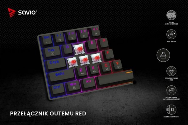 Klawiatura mechaniczna BLACKOUT X2  OUTEMU Red, Hot Swap