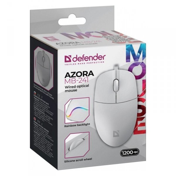 Mysz przewodowa AZORA MB-241 1200 DPI biała podświetlenie
